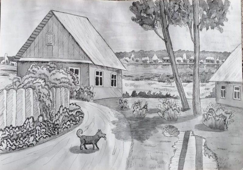 деревня рисунки