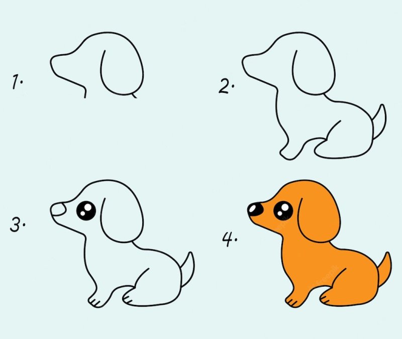 поэтапное рисование щенка для детей