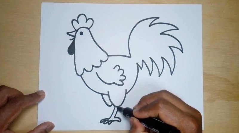 Рисование петуха пошагово