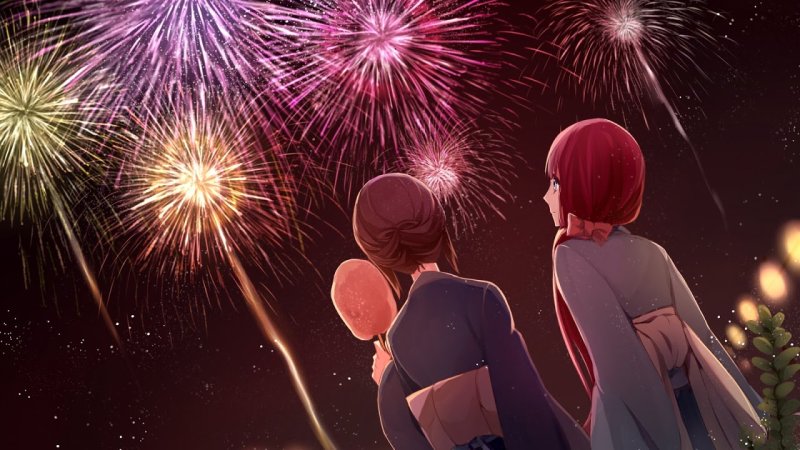 Ханаби фейерверк аниме поцелуй