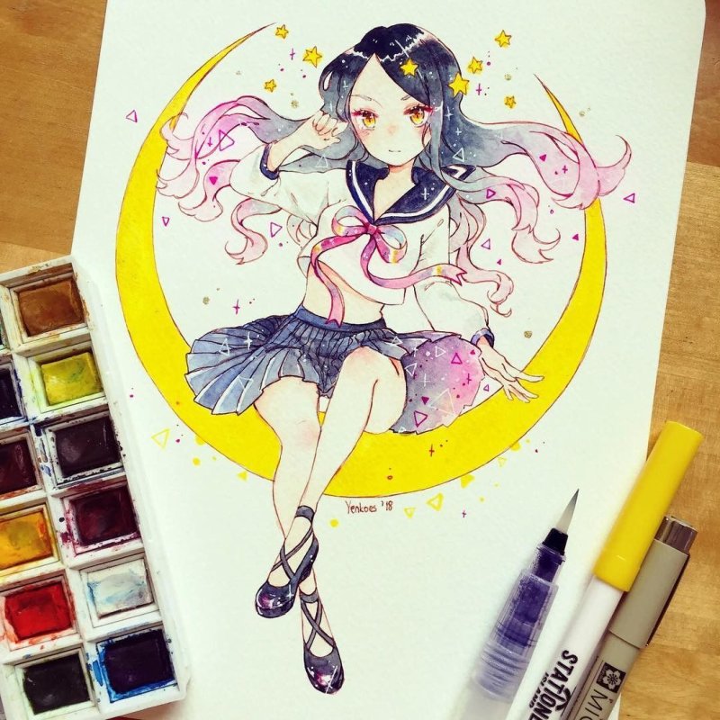 Аниме рисунки в скетчбуке
