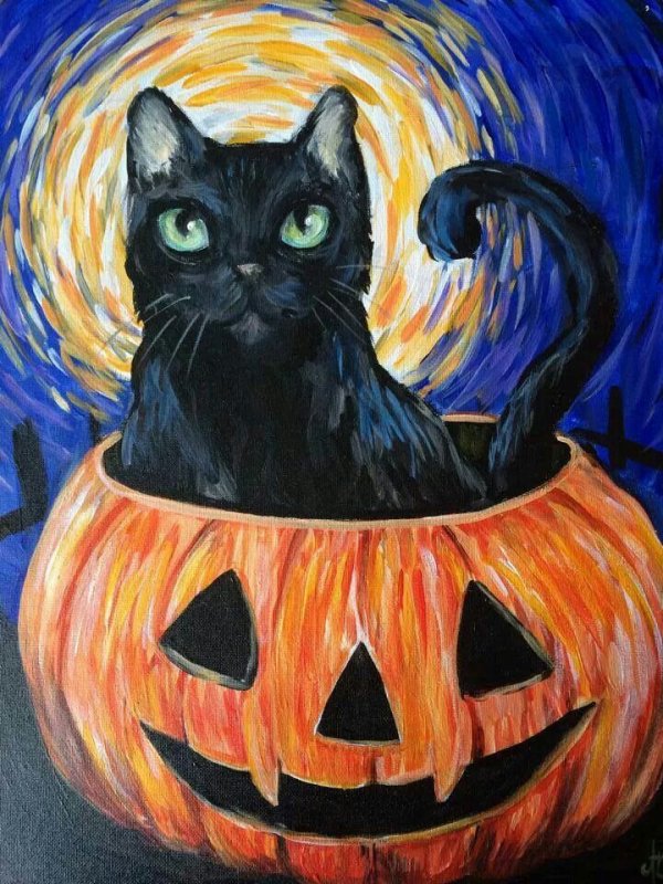 Кот Хэллоуин арт