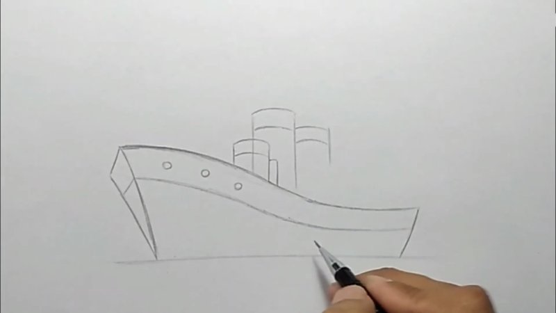 Поэтапное рисование корабля