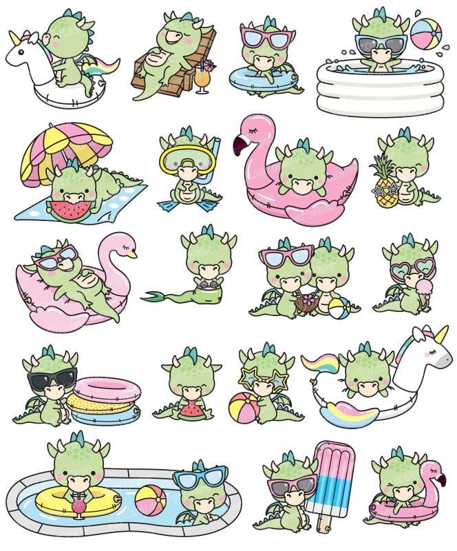 каваи дракончик вектор