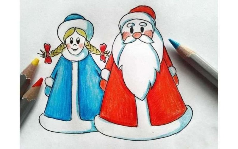 Рисование Деда Мороза и Снегурочки