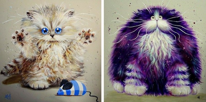 Коты Ким Хаскинс разноцветные