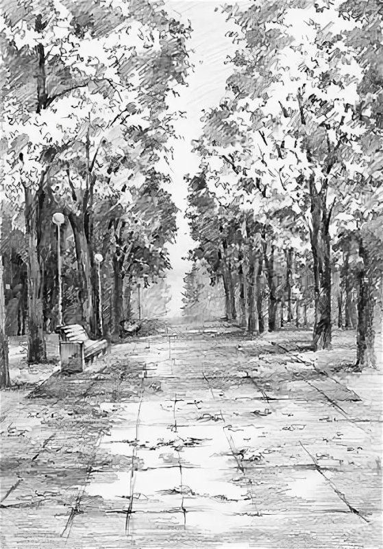 Пейзаж карандашом