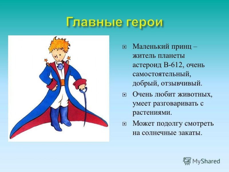 Главный герой маленький принц