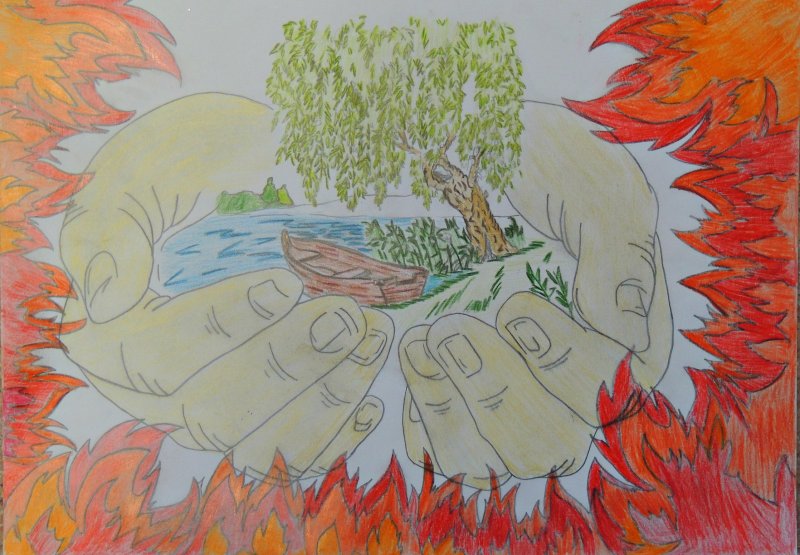 рисунок на тему лесные пожары