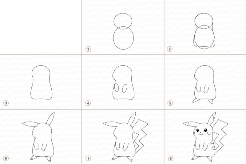рисовать покемона пикачу для начинающих