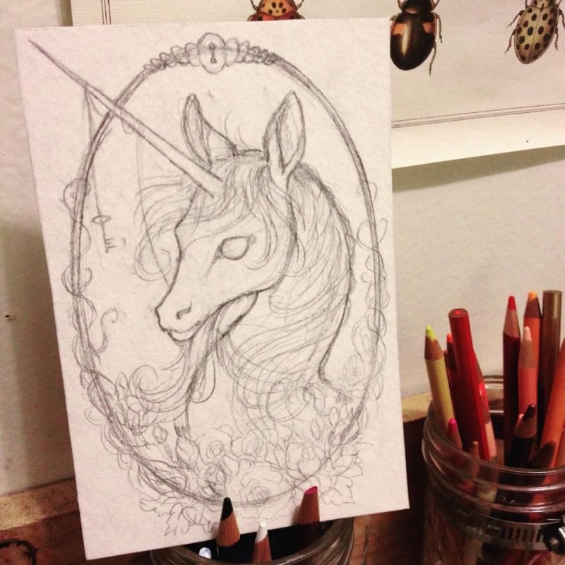 Рисунок Единорог портрет