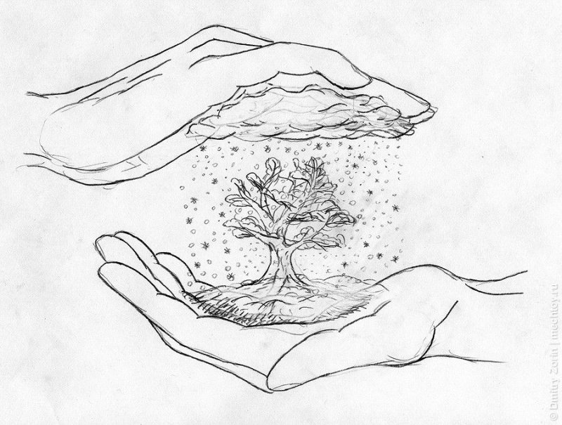 Рисунок на тему природа карандашом