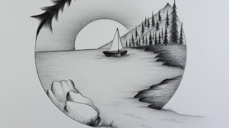 Рисунки карандашом природа