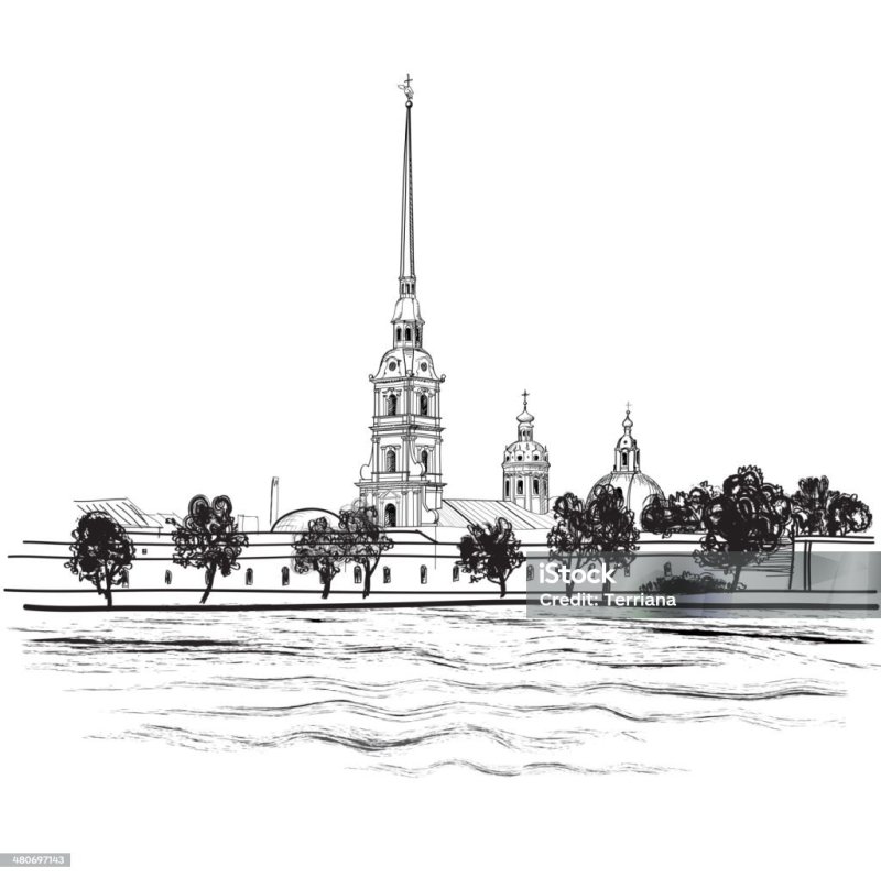 Петропавловский собор Санкт-Петербург рисунок