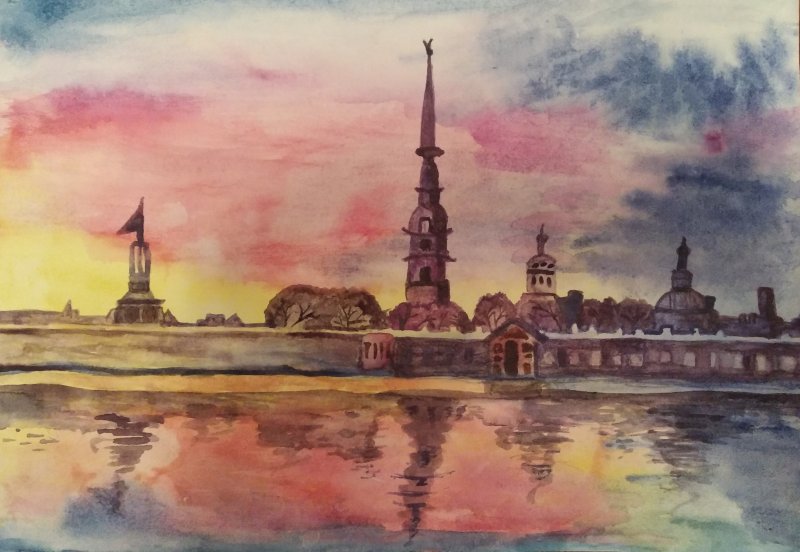 Петропавловская крепость в Санкт-Петербурге рисунок