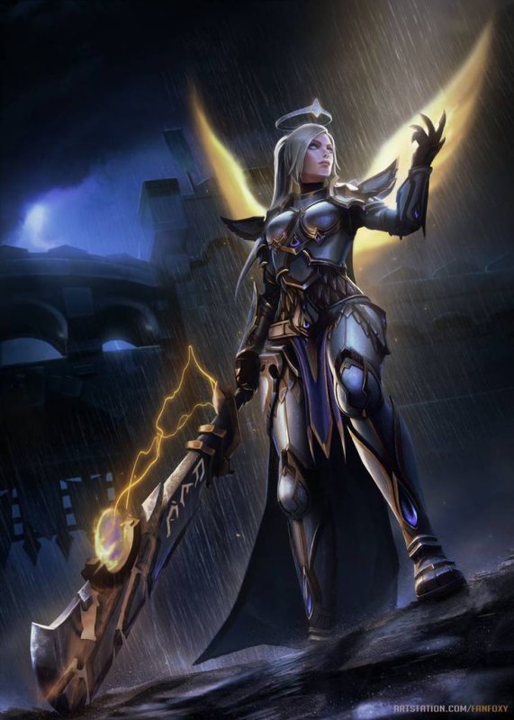 Девушка Паладин арт wow