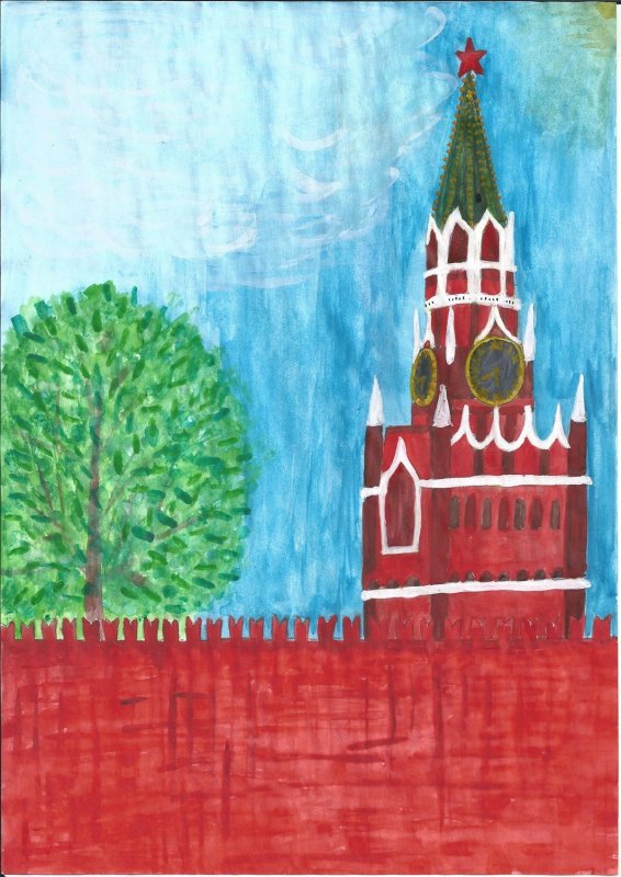 Спасская башня Кремля рисование