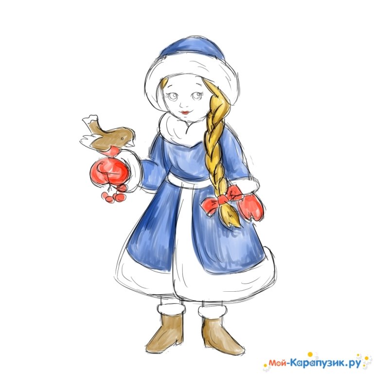 Рисунок Снегурочки для срисовки