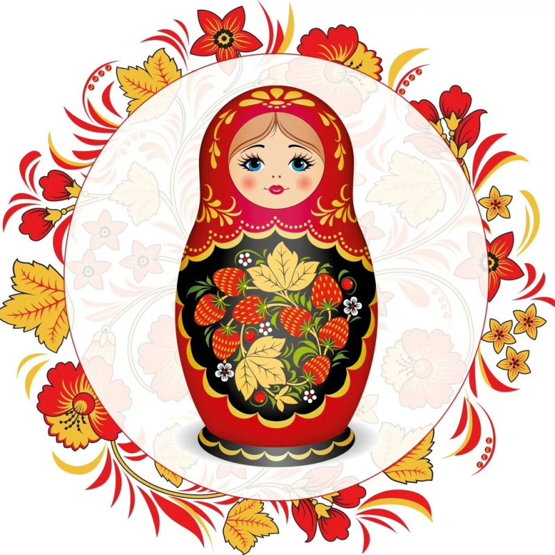 Матрешка Хохломская роспись вектор