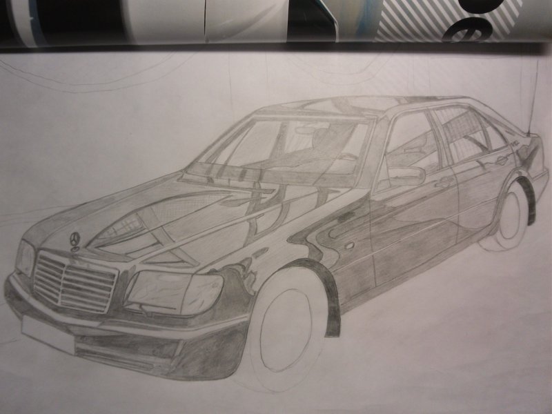 Мерседес w140 s600 карандашом