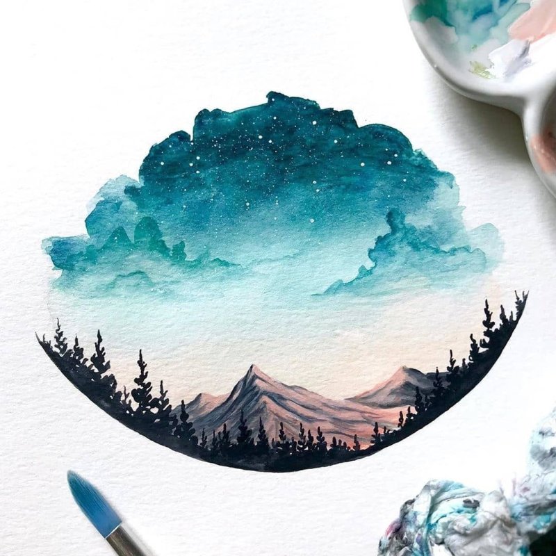 Акварельные рисунки пейзажи