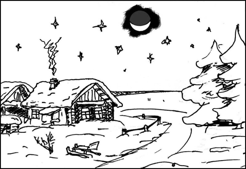 Рисунки зимы для срисовки