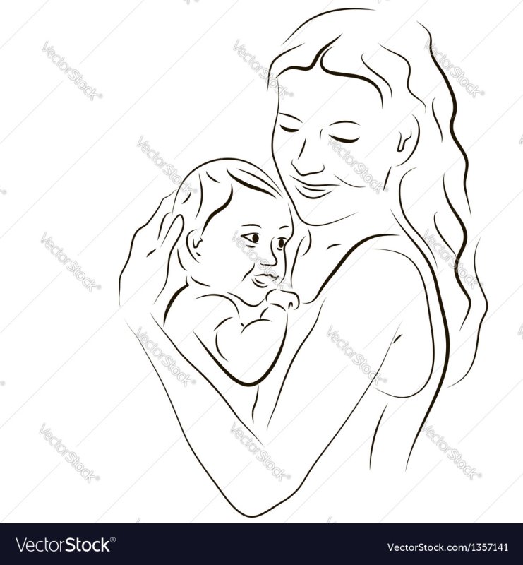 Мама с ребенком рисунок