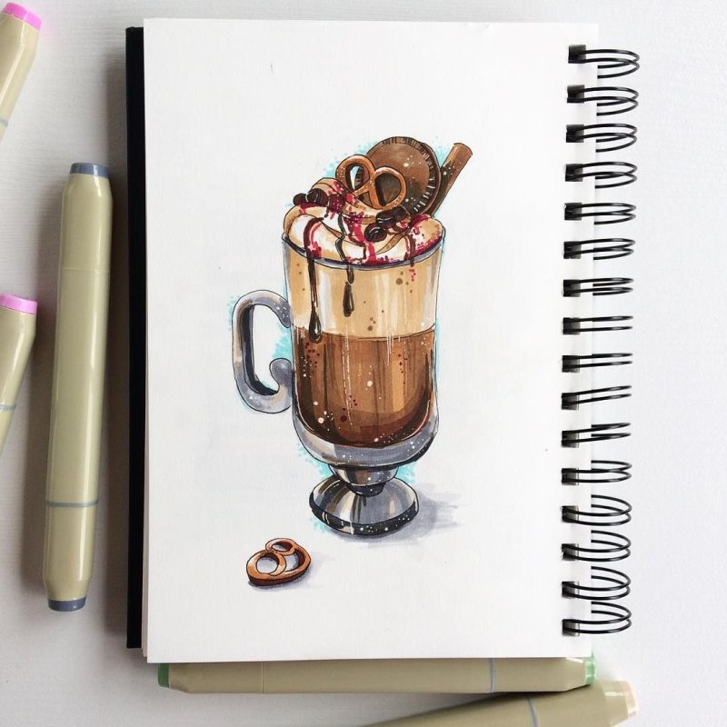 Скетч кофе маркерами