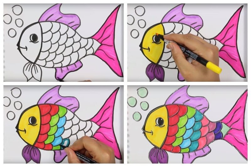 рисование рыбки