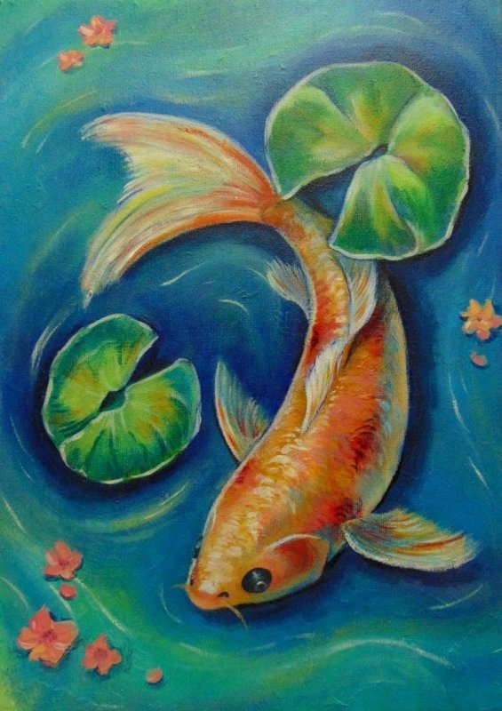 Рыбки гуашью