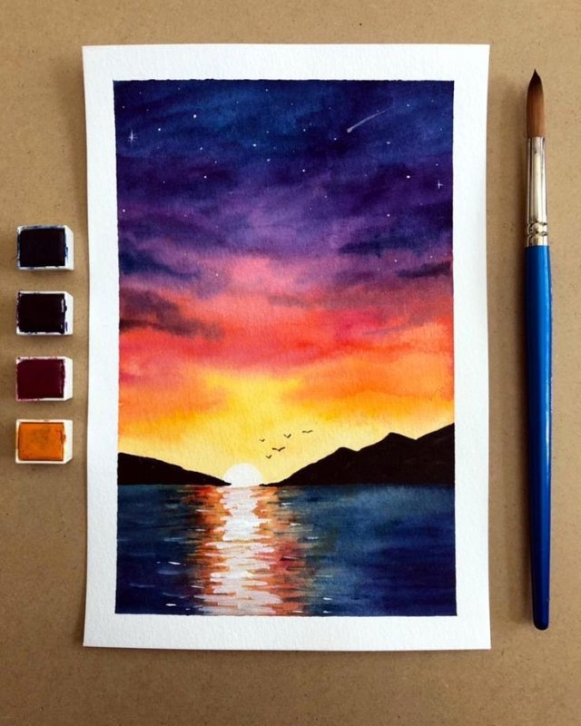 Пейзажи акварелью для срисовки