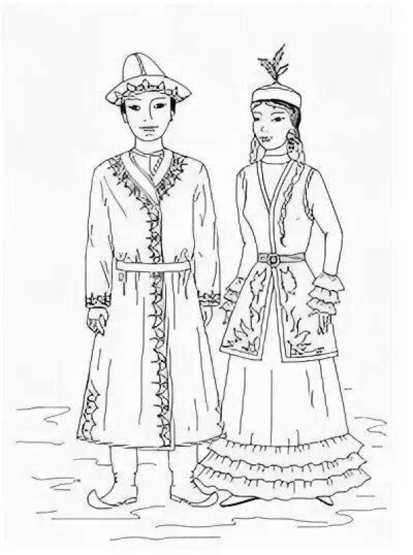 казахский национальный костюм раскраска