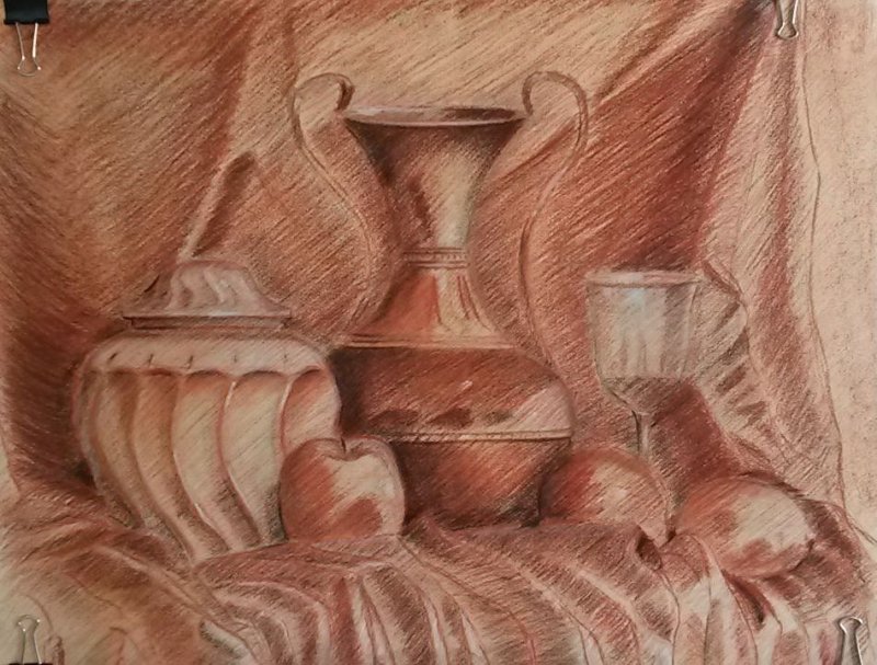 Натюрморт сангиной и сепией