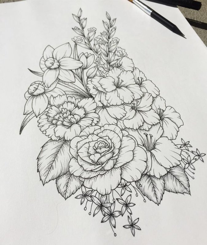 Рисунки ручкой цветы