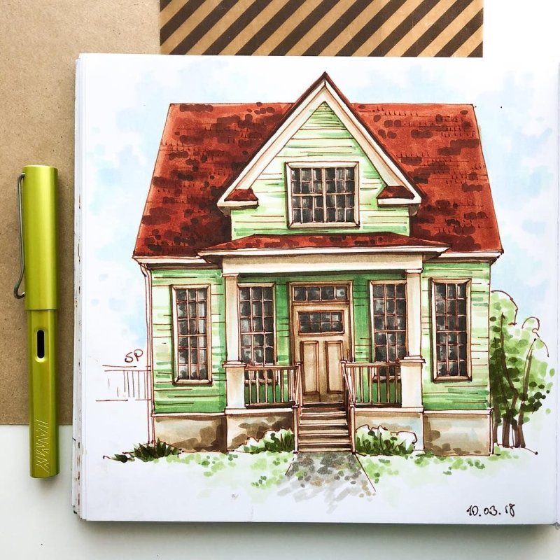 Скетчинг домики