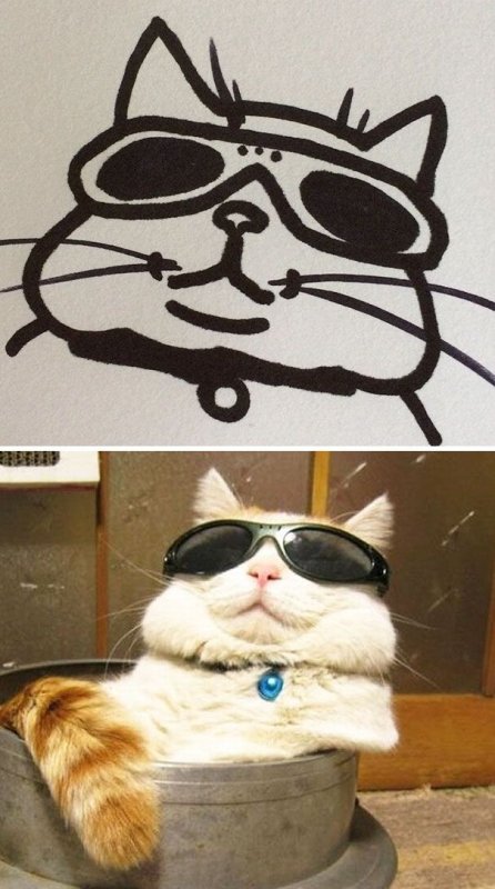 Смешной кот рисунок