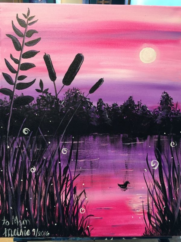 Пейзаж красками простой