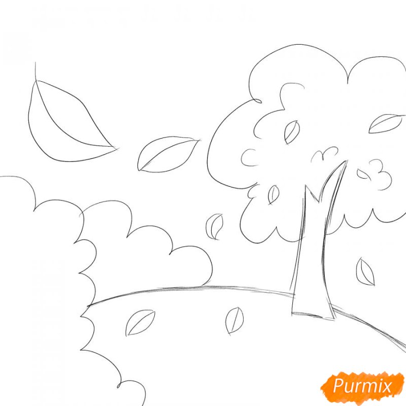 осень рисунок карандашом легкий