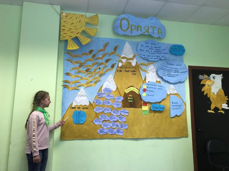 Отрядный уголок в лагере Орлята России