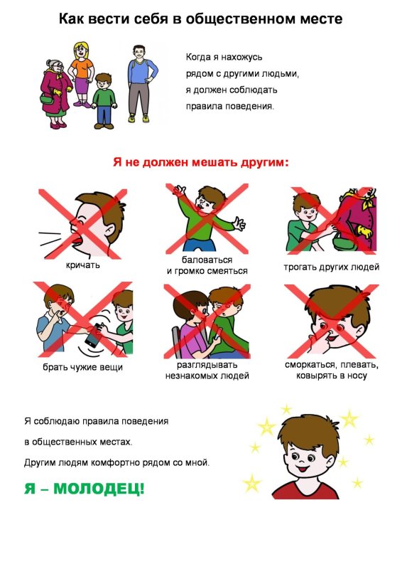 Памятка поведение в общественных местах для детей