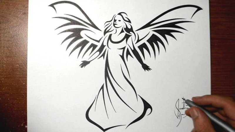 Рисунки карандашом ангелов
