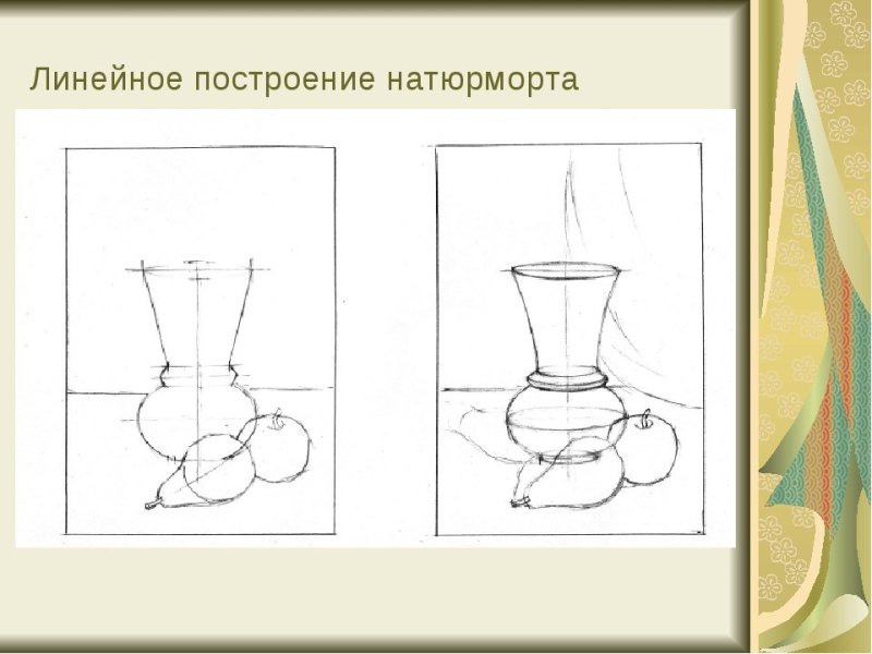 Этапы штрихования натюрморта