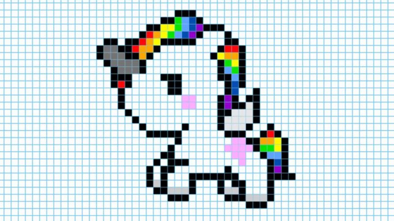 Единорожка по клеточкам легко маленький