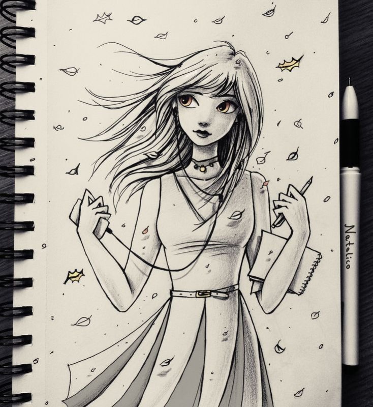 Рисунки в скетчбук девушки