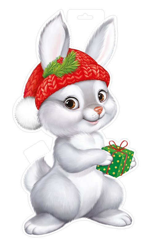 Новогодний зайчик на прозрачном фоне
