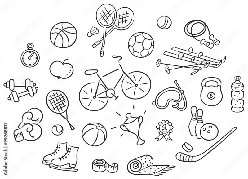 раскраска спортивный инвентарь