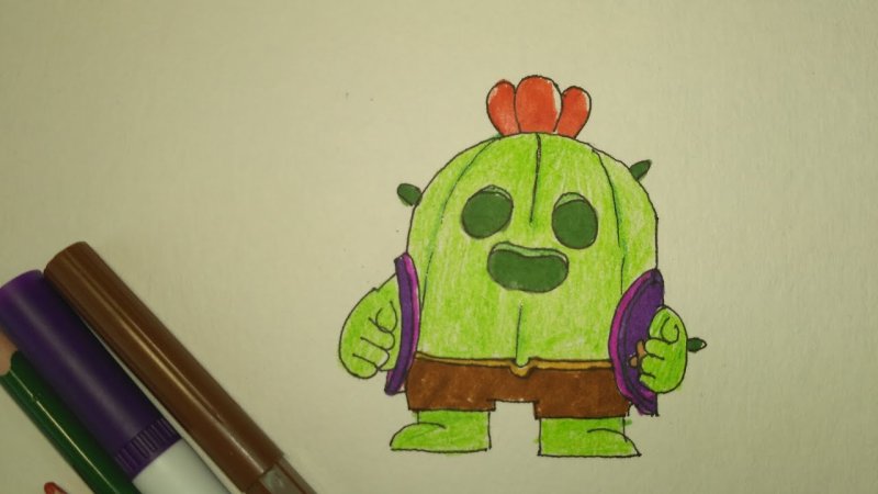 Нарисовать спайка из Brawl Stars