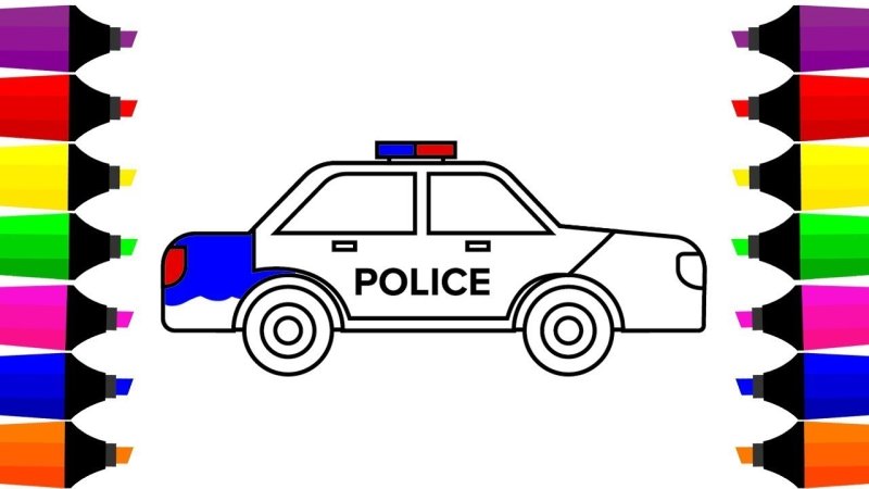 полицейская машина рисунок детский