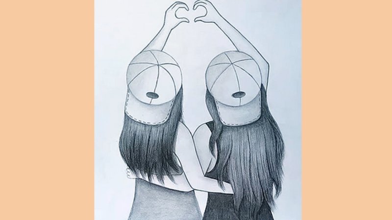 рисунки карандашом подруги