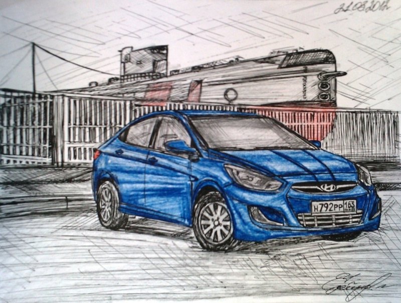 Нарисовать Hyundai Solaris